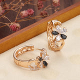 Kinel Crystal Flower Earrings 585 Rose With Natural Zircon Drop Earrings
