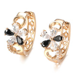 Kinel Crystal Flower Earrings 585 Rose With Natural Zircon Drop Earrings