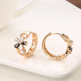 Kinel Crystal Flower Earrings 585 Rose With Natural Zircon Drop Earrings