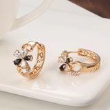 Kinel Crystal Flower Earrings 585 Rose With Natural Zircon Drop Earrings
