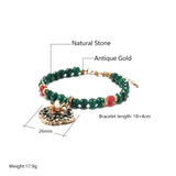 Kinel Ethnic Bride Bracelet Green Natural Stone Fine Vintage Wedding