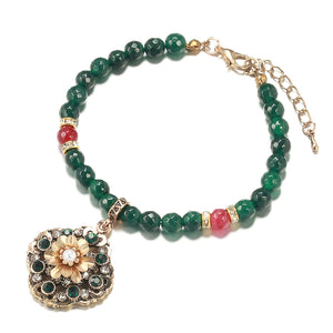 Kinel Ethnic Bride Bracelet Green Natural Stone Fine Vintage Wedding