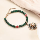 Kinel Ethnic Bride Bracelet Green Natural Stone Fine Vintage Wedding