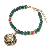 Kinel Ethnic Bride Bracelet Green Natural Stone Fine Vintage Wedding