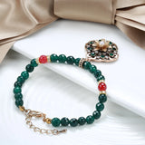 Kinel Ethnic Bride Bracelet Green Natural Stone Fine Vintage Wedding