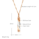 Kinel Zircon Pendant Necklace 585 Rose and Silver Plating Jewelry