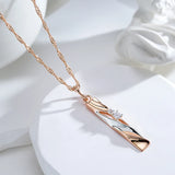 Kinel Zircon Pendant Necklace 585 Rose and Silver Plating Jewelry