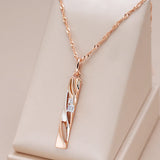 Kinel Zircon Pendant Necklace 585 Rose and Silver Plating Jewelry