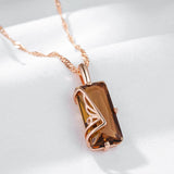 Kinel Light Brown Zircon Pendant Necklace 585 Rose Gold