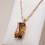 Kinel Light Brown Zircon Pendant Necklace 585 Rose Gold