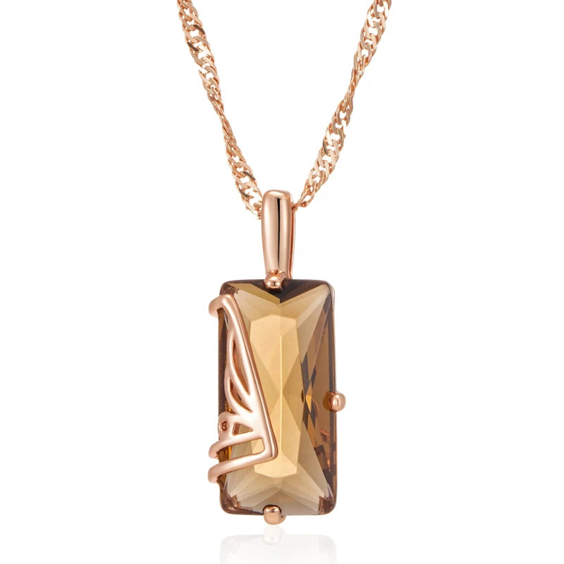 Kinel Light Brown Zircon Pendant Necklace 585 Rose Gold