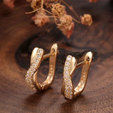 Kinel Natural Zircon Cross Stud Earrings 585 Rose Vintage Wedding Jewelry