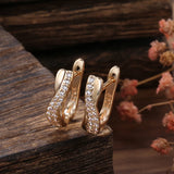 Kinel Natural Zircon Cross Stud Earrings 585 Rose Vintage Wedding Jewelry