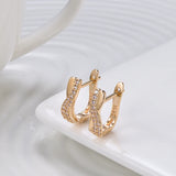 Kinel Natural Zircon Cross Stud Earrings 585 Rose Vintage Wedding Jewelry