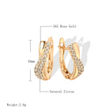Kinel Natural Zircon Cross Stud Earrings 585 Rose Vintage Wedding Jewelry
