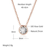 Kinel Natural Zircon Pendant Necklace 585 Rose Round Charms