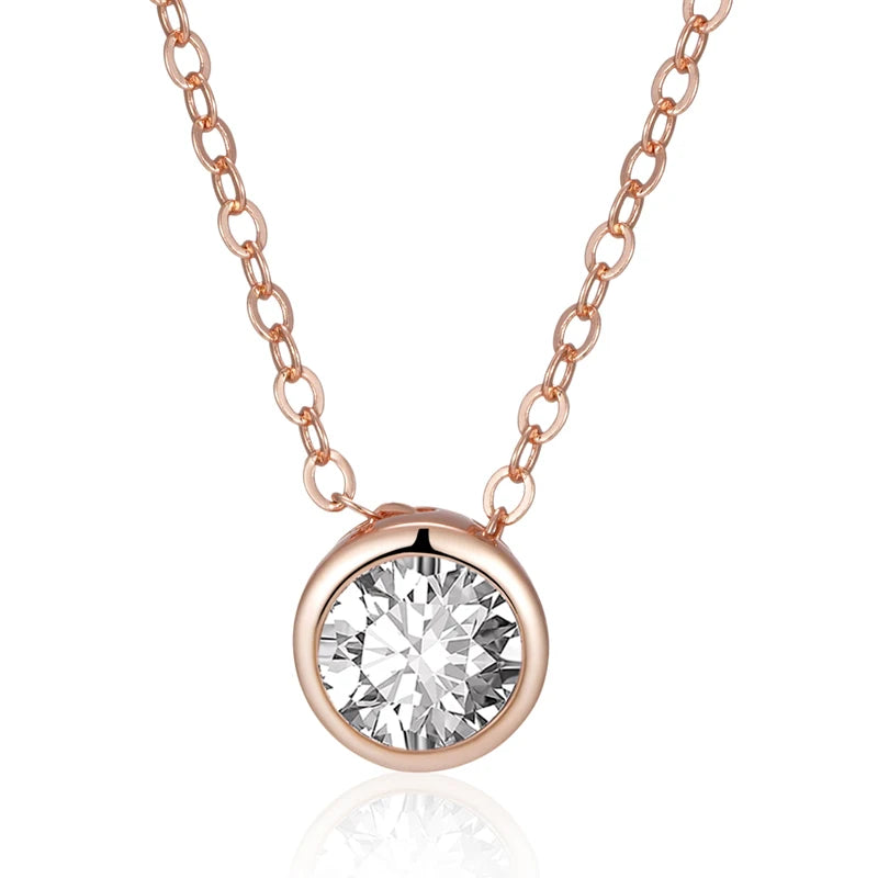 Kinel Natural Zircon Pendant Necklace 585 Rose Round Charms