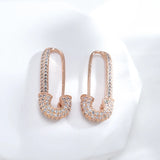 Kinel Zircon Stud Earrings 585 Rose Dangle