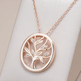 Kinel 585 Rose Lucky Tree Pendant Necklace Natural Zircon Daily Jewelry