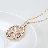 Kinel 585 Rose Lucky Tree Pendant Necklace Natural Zircon Daily Jewelry