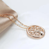 Kinel 585 Rose Lucky Tree Pendant Necklace Natural Zircon Daily Jewelry