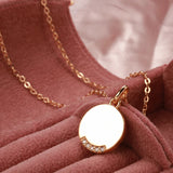 Kinel Hot 585 Rose Round Coin Pendant Necklace Natural Zircon Glossy Pendant