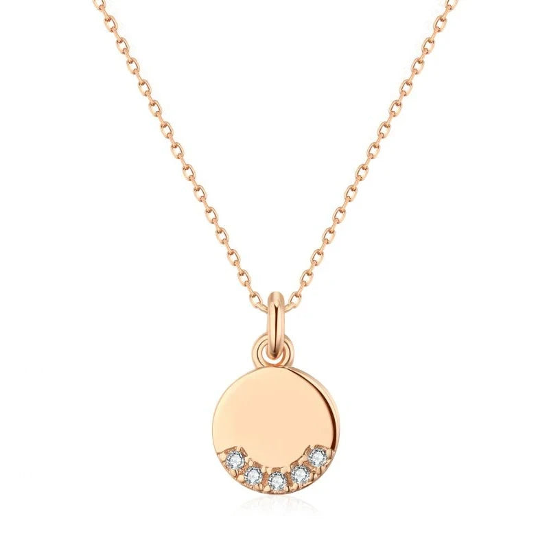Kinel Hot 585 Rose Round Coin Pendant Necklace Natural Zircon Glossy Pendant