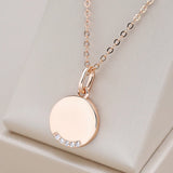 Kinel Hot 585 Rose Round Coin Pendant Necklace Natural Zircon Glossy Pendant