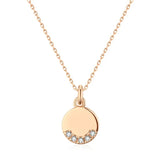 Kinel Hot 585 Rose Round Coin Pendant Necklace Natural Zircon Glossy Pendant