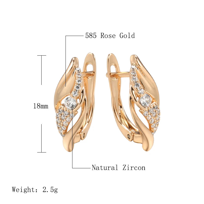 Kinel 585 Rose Dangle Earrings Natural Zircon Vintage Earrings For Women