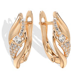 Kinel 585 Rose Dangle Earrings Natural Zircon Vintage Earrings For Women