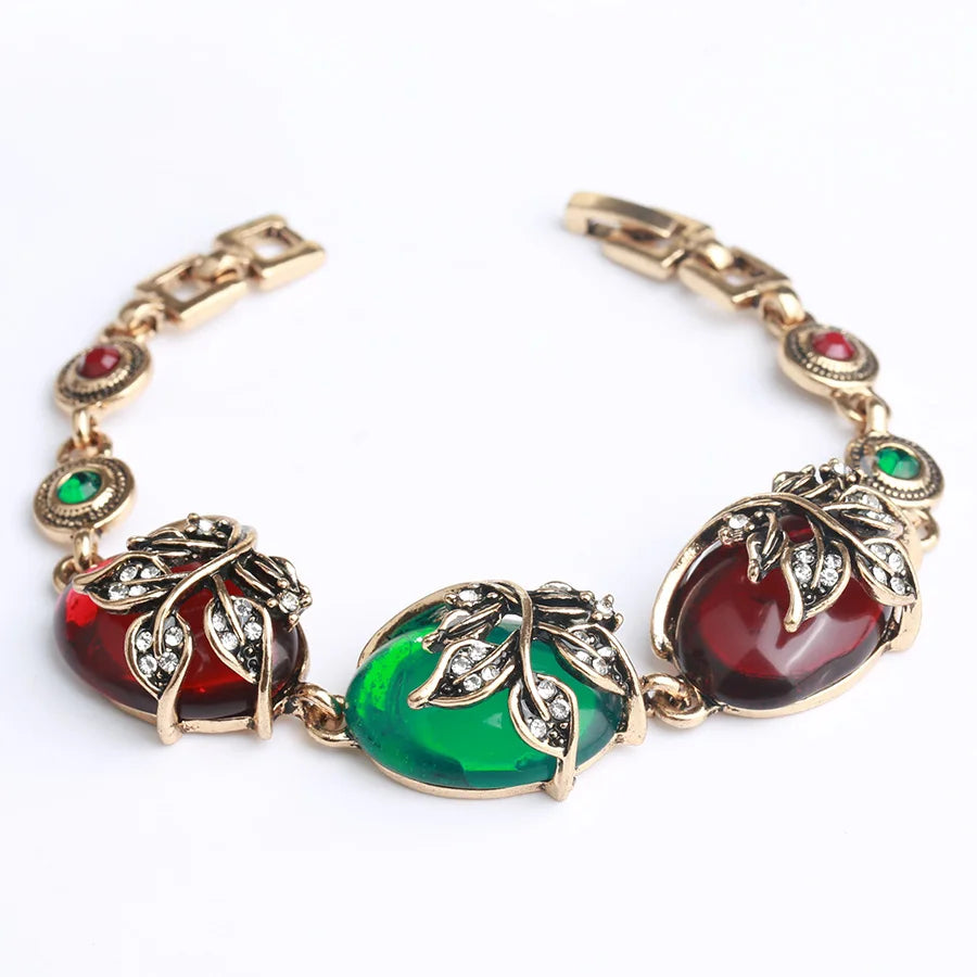 Kinel Hot Charm Ethnic Bracelets Gray Crystal Antique Flower Bracelet