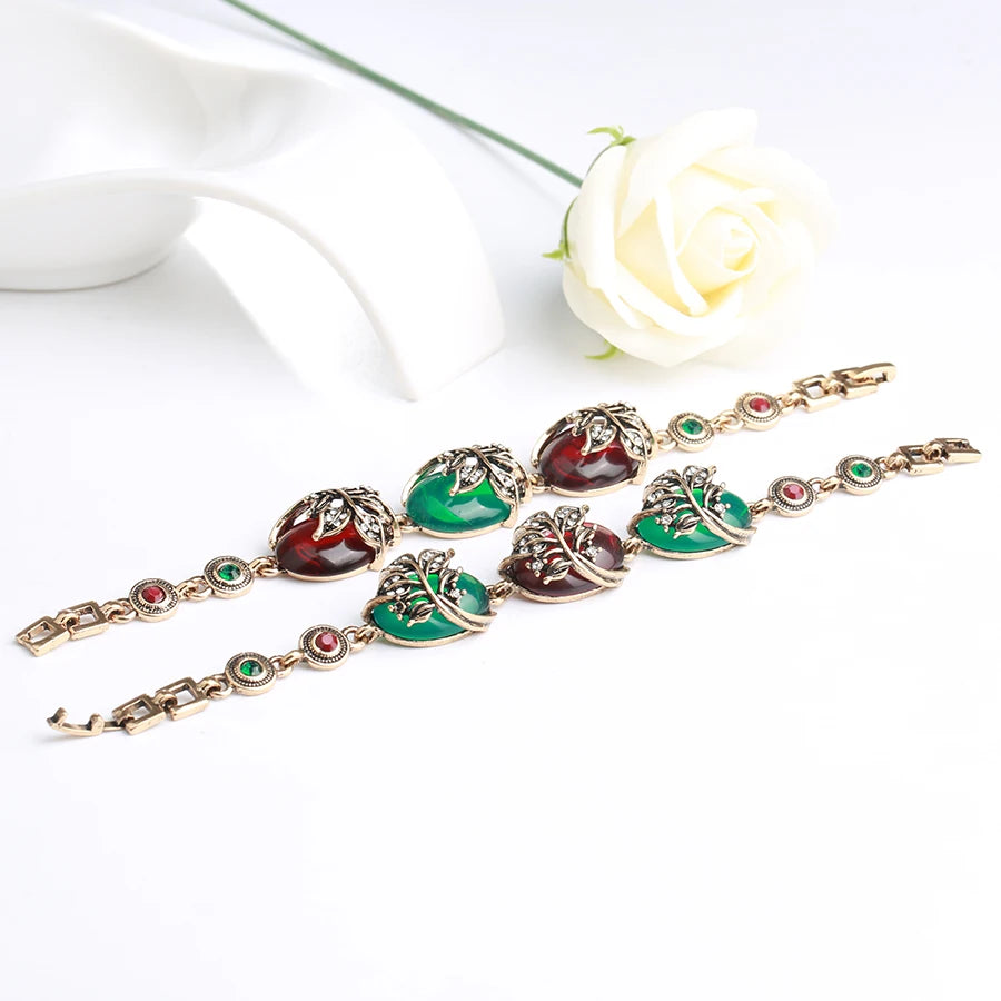 Kinel Hot Charm Ethnic Bracelets Gray Crystal Antique Flower Bracelet