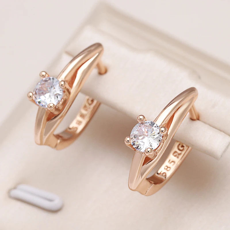 Kinel Hot Classic Drop Earrings 585 Rose Natural Zircon Earrings For Women