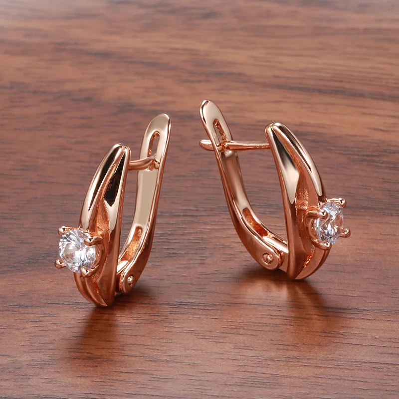 Kinel Hot Classic Drop Earrings 585 Rose Natural Zircon Earrings For Women