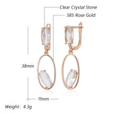 Kinel Clear Crystal Drop Earrings 585 Rose Geometric Fine Jewelry