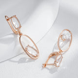 Kinel Clear Crystal Drop Earrings 585 Rose Geometric Fine Jewelry