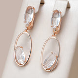 Kinel Clear Crystal Drop Earrings 585 Rose Geometric Fine Jewelry