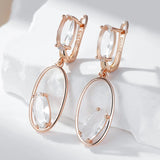 Kinel Clear Crystal Drop Earrings 585 Rose Geometric Fine Jewelry