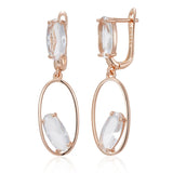 Kinel Clear Crystal Drop Earrings 585 Rose Geometric Fine Jewelry