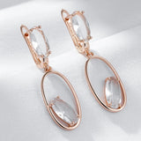 Kinel Clear Crystal Drop Earrings 585 Rose Geometric Fine Jewelry