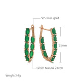 Emerald Cut Zircon Long Drop Earrings 585 Rose Women Earrings