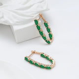 Emerald Cut Zircon Long Drop Earrings 585 Rose Women Earrings