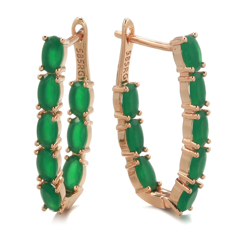 Emerald Cut Zircon Long Drop Earrings 585 Rose Women Earrings