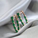 Emerald Cut Zircon Long Drop Earrings 585 Rose Women Earrings