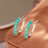 Kinel Hot Emerald Round Cut Drop Earrings for Women Natural Zircon