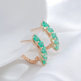 Kinel Hot Emerald Round Cut Drop Earrings for Women Natural Zircon