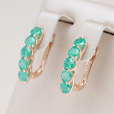 Kinel Hot Emerald Round Cut Drop Earrings for Women Natural Zircon