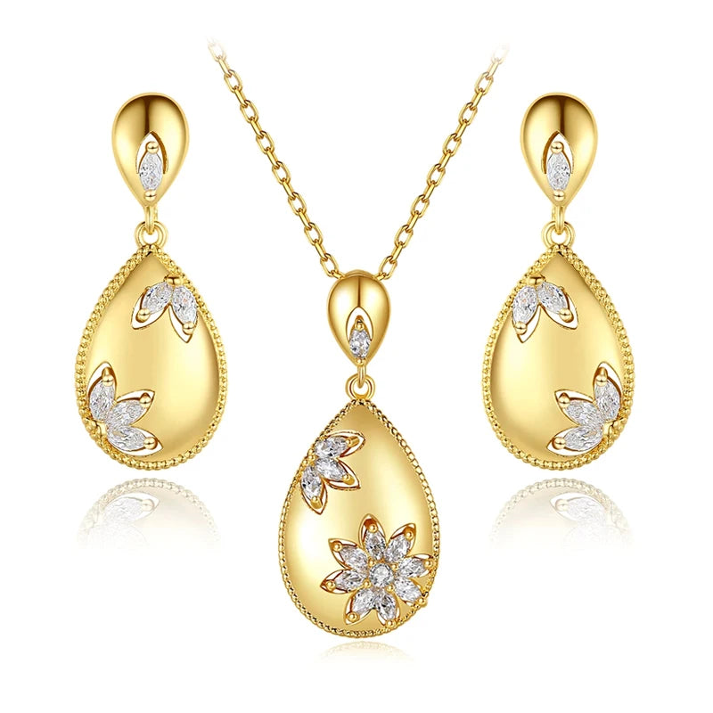 Kinel Hot 18K Jewelry Set Dangle Earrings Necklace For Women
