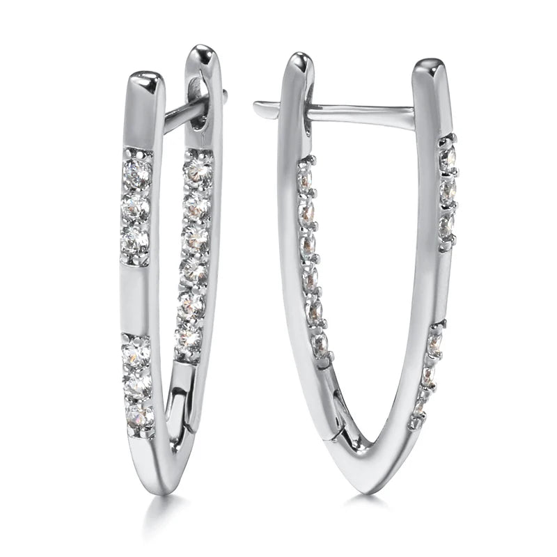 Kinel Geometric Silver Drop Earrings Natural Zircon Jewelry